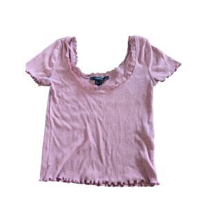Forever 21 pink lace square neck cropped shirt top Size Small Juniors EUC